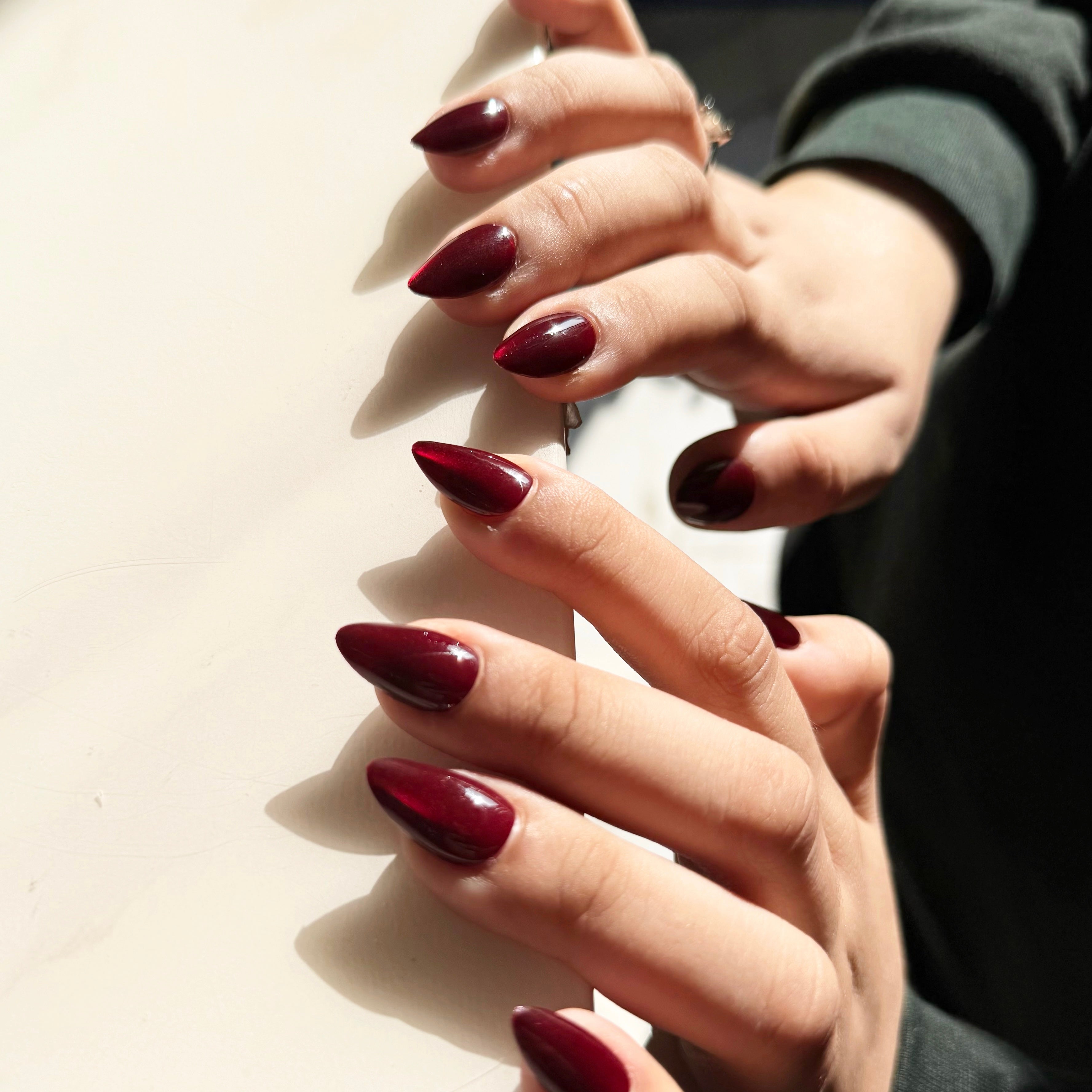 Nails-2066- Almond cateye nails- Free 24 -pc Sticker Sheet  included