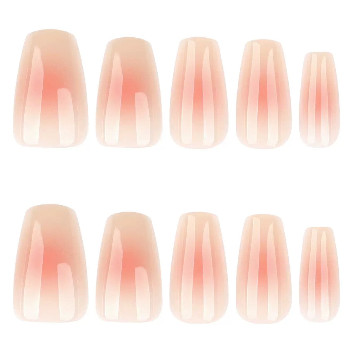 Nails-350 - Square Peach shaded nails- Free 24 -pc Sticker Sheet  included