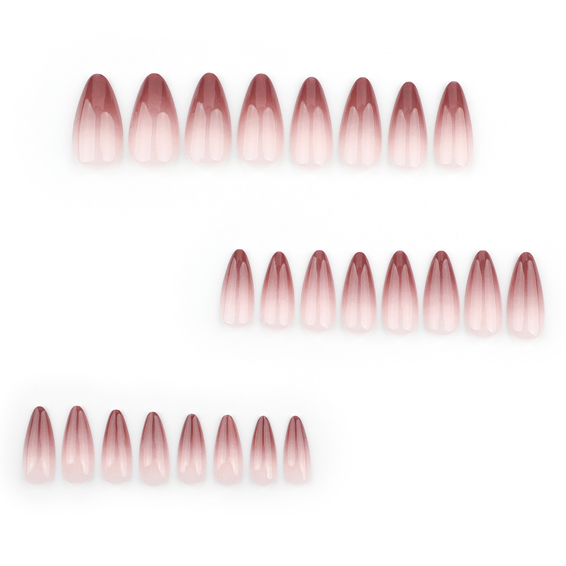 Ombre Brown Nude Nails-Mid length Almond nails-3587-Free 24-pc Sticker Sheet included