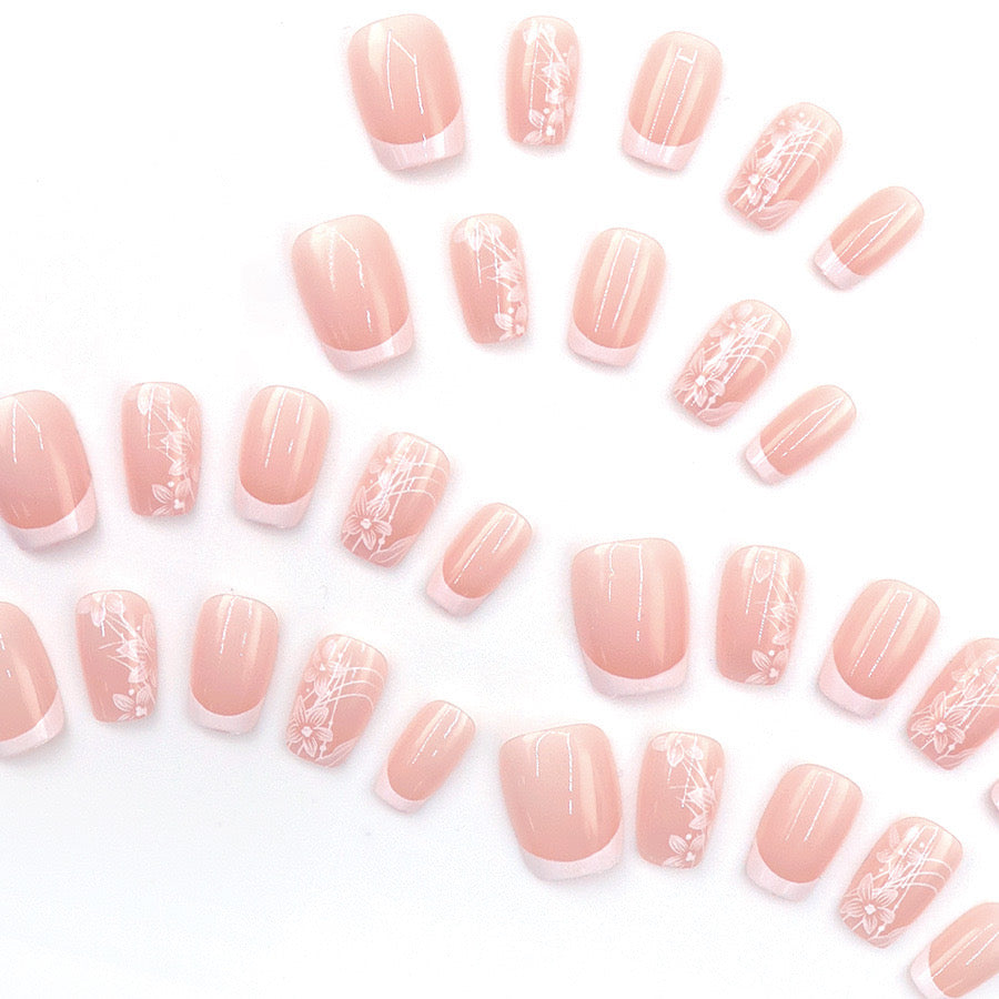 Nails-085-Medium Length Square nails- Free 24 pc Sticker Sheet  included