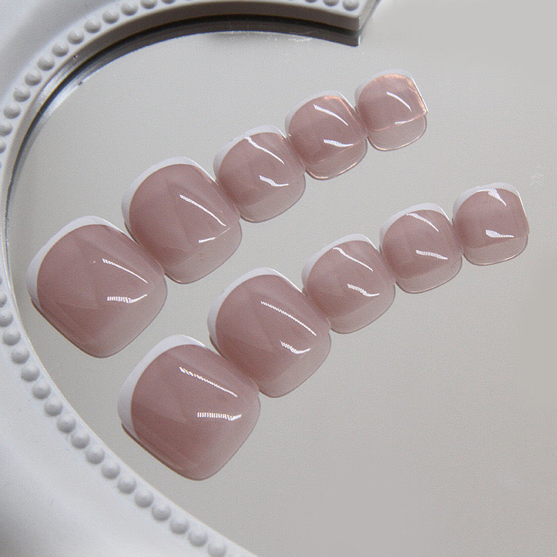 Toe French Nails -154- Free 24-pc Sticker Sheet included