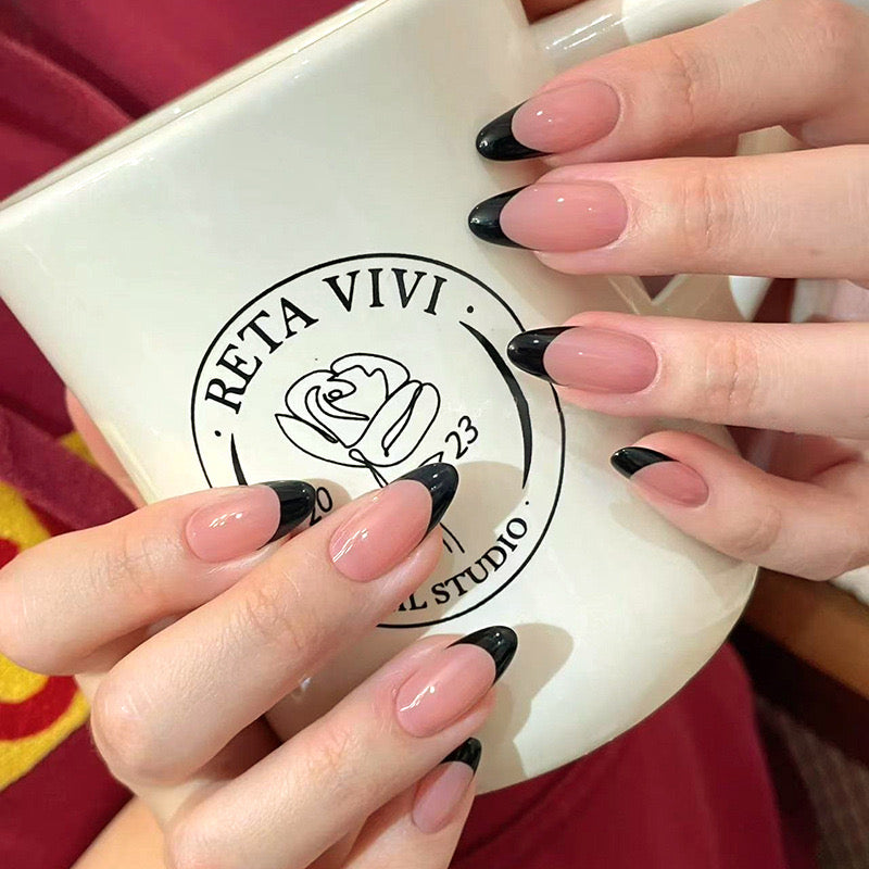 Black french Nails-1902 - Free 24 pc Sticker Sheet included