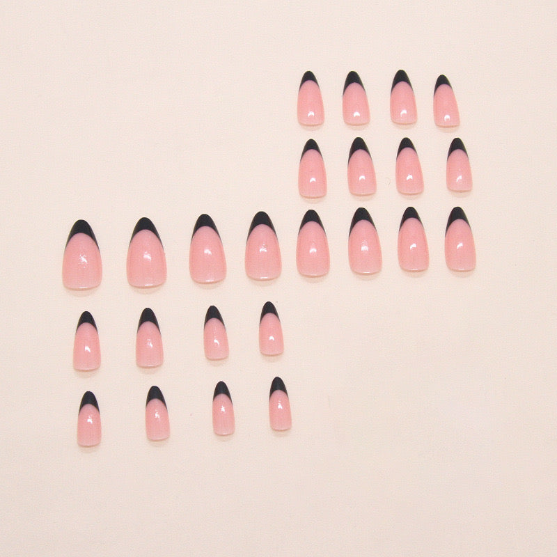 Black french Nails-1902 - Free 24 pc Sticker Sheet included