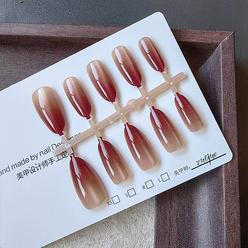 [PREMIUM] Handmade Cat-eye Reflective Nails(30 pcs) -405- Free 24 pc Sticker Sheet  included